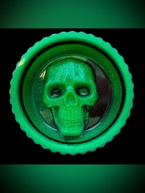 Handmade Resin Skull Trinket Tray / Ashtray Neon Green + Black